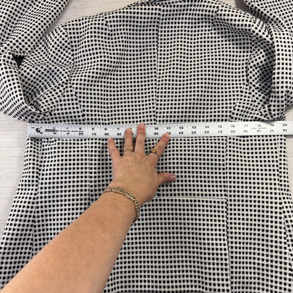 Talbots‎ Womens Black Cream Gingham Check Single Button Blazer Jacket Size L - Picture 5 of 9